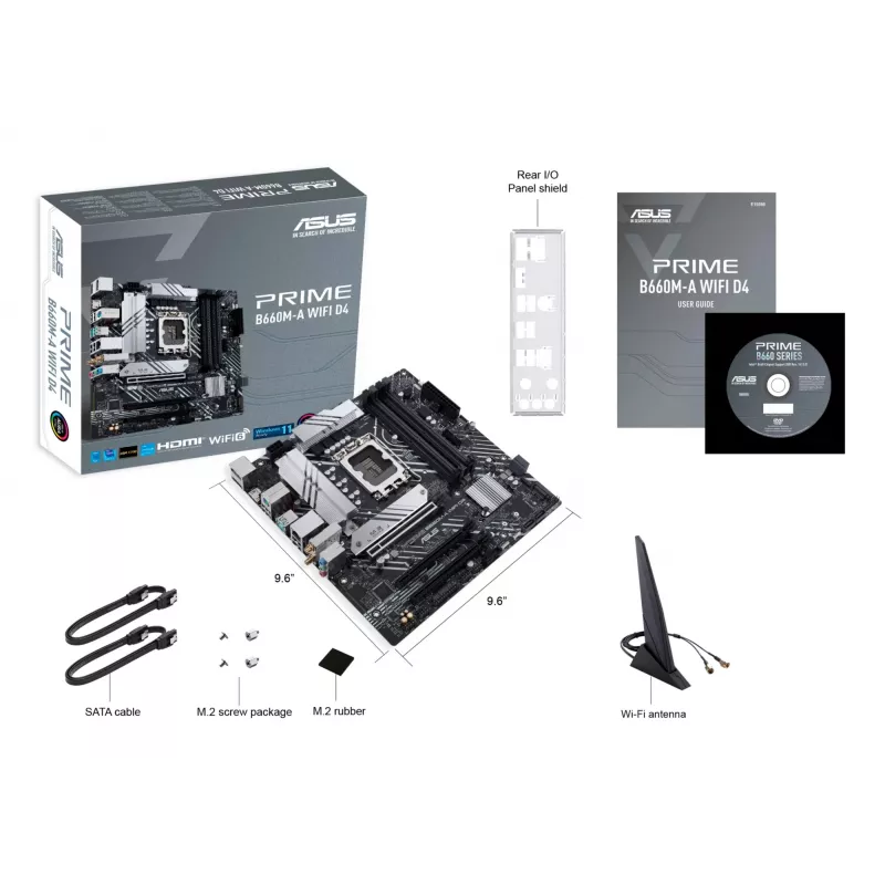 Płyta główna ASUS PRIME B660M-A WIFI D4 — Intel B660, LGA 1700, micro ATX, DDR4, 4 DIMM, Wi‑Fi 6, 2x M.2