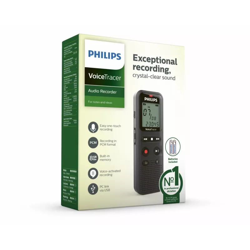 Philips VoiceTracer 8 kHz Czarny