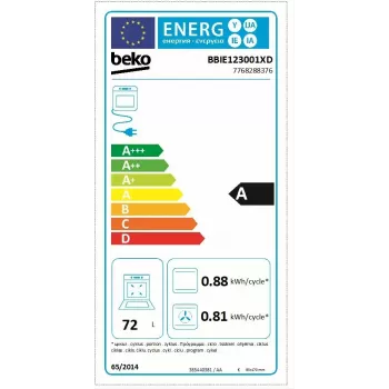 Piekarnik elektryczny do zabudowy BEKO BBIE123001XD, 72 L, stal nierdzewna, sterowanie dotykowe, czyszczenie parowe, grill, prowadnica teleskopowa