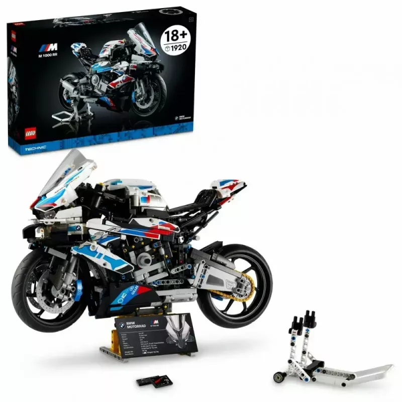 LEGO Technic motocykl BMW M1000RR 42130 ze szczegółowym silnikiem i działającym zawieszeniem