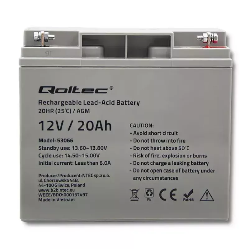 Qoltec 53066 UPS battery Sealed Lead Acid 12 V 20 Ah
