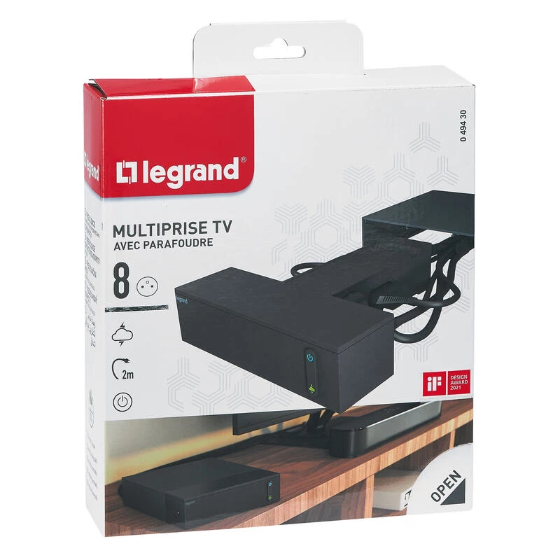 Legrand 049430 power extension 2 m 8 AC outlet(s) do użytku wewnętrznego Czarny