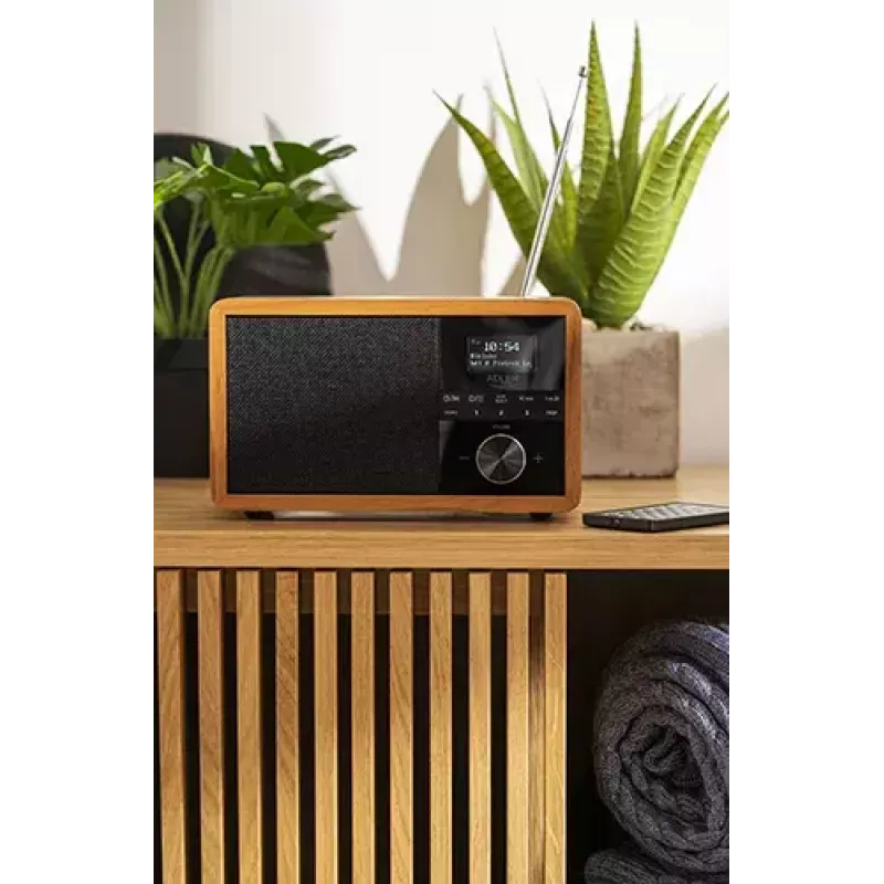 Radio przenośne Adler AD 1184 z cyfrowym tunerem DAB+/FM/AM, Bluetooth 5.0, 15W, SD/USB, budzik, czarny/drewno