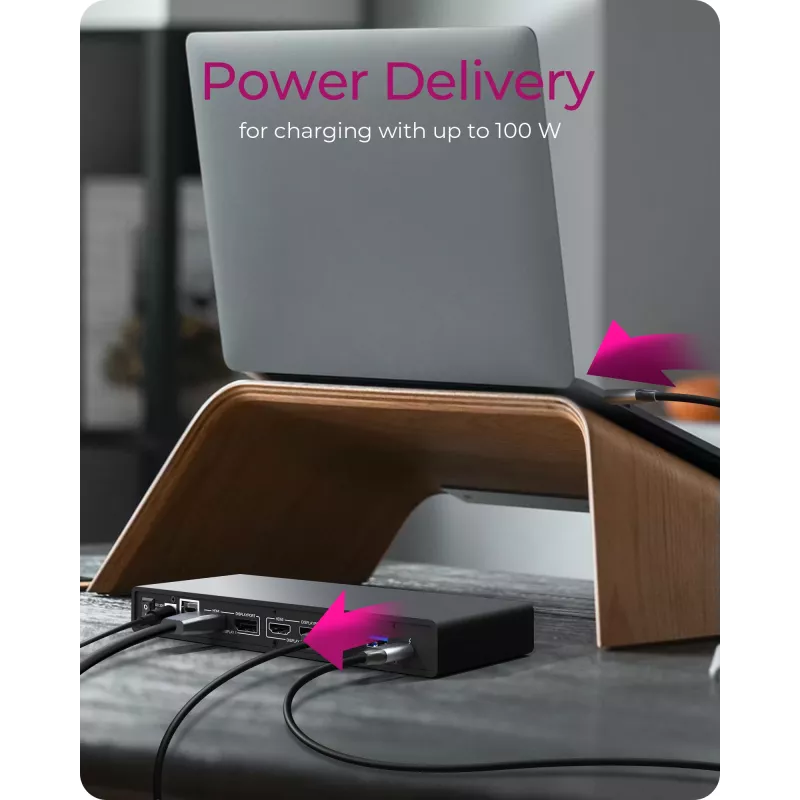 ICY BOX IB-DK2245AC Przewodowy USB 3.2 Gen 1 (3.1 Gen 1) Type-C Czarny