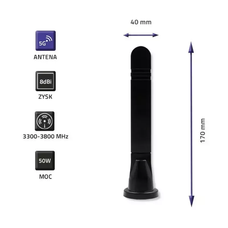 Wszechkierunkowa antena 5G LTE QOLTEC 57033 Dual Band 8 dBi wewnętrzna