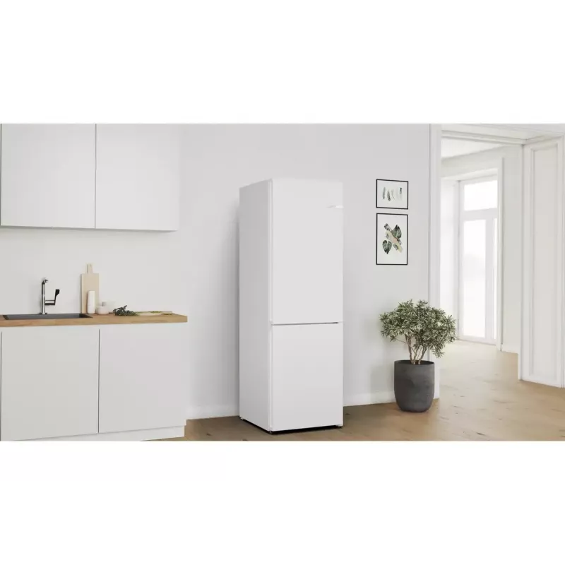 Lodówko-zamrażarka Bosch Serie 4 KGN362WDF — wolnostojąca, 321 L (218 L chłodziarka / 103 L zamrażarka), zamrażarka dolna, NoFrost, biała