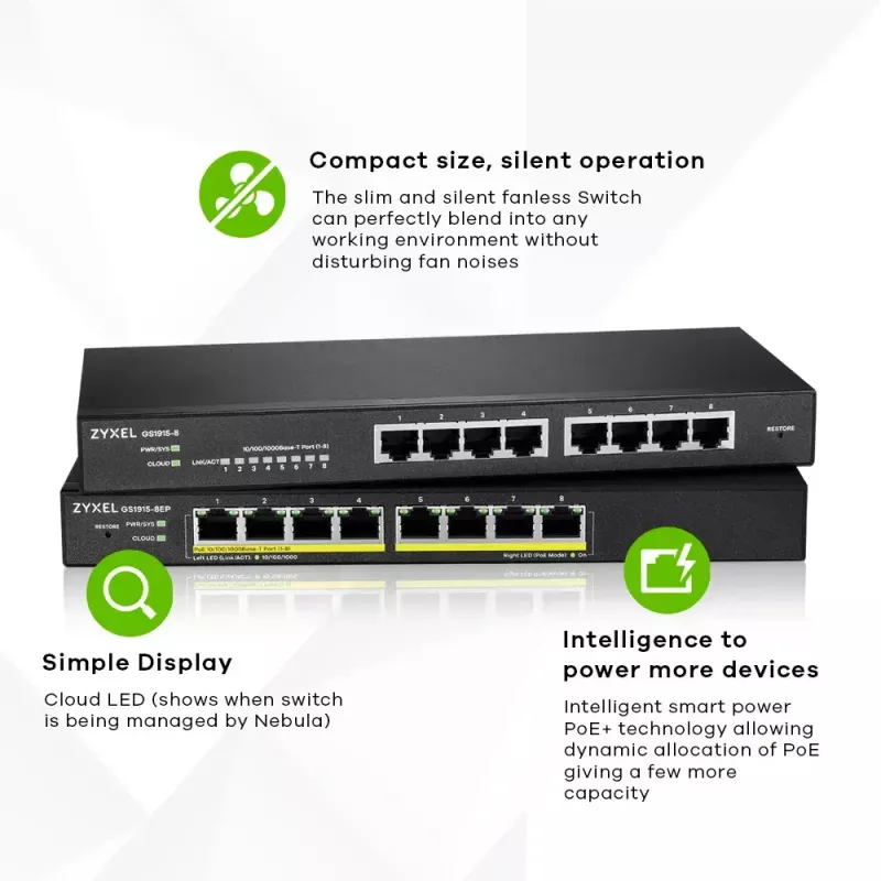 Zyxel GS1915-8 Zarządzany przełącznik L2 Gigabit Ethernet (10/100/1000) Czarny