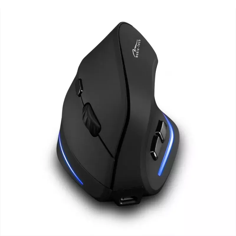 Bezprzewodowa mysz pionowa MEDIA-TECH MT1123, czarna, 2400 DPI, 5 przycisków, odbiornik RF USB