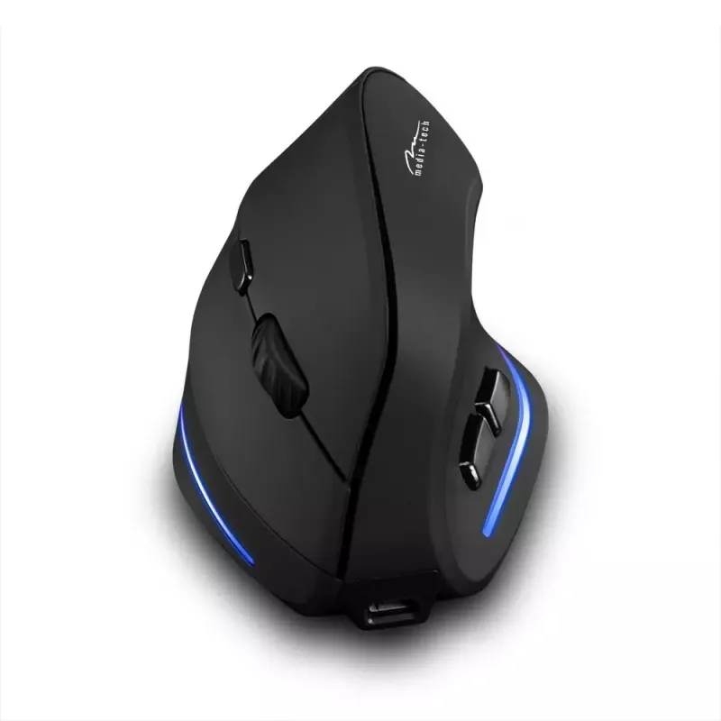 Bezprzewodowa mysz pionowa MEDIA-TECH MT1123, czarna, 2400 DPI, 5 przycisków, odbiornik RF USB