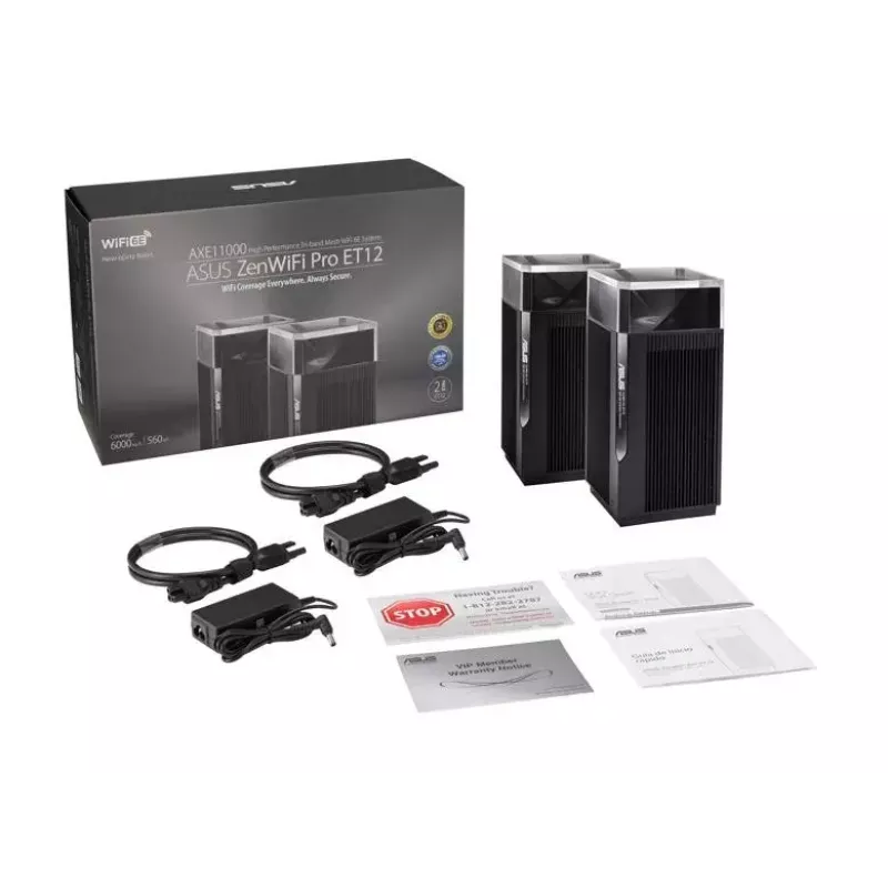 ASUS ZenWiFi Pro ET12 Tri-band (2.4 GHz / 5 GHz / 6 GHz) Wi-Fi 6E (802.11ax) Czarny 3 Wewnętrzne