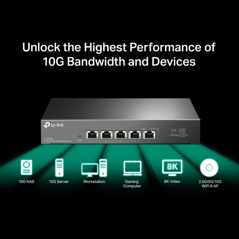 Niezarządzalny przełącznik TP-Link TL-SX105 5-portowy 10G Desktop Switch