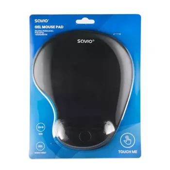 Podkładka pod mysz SAVIO MP-01B żelowa podpórka pod nadgarstek grubość 3 mm 230×190 mm czarna