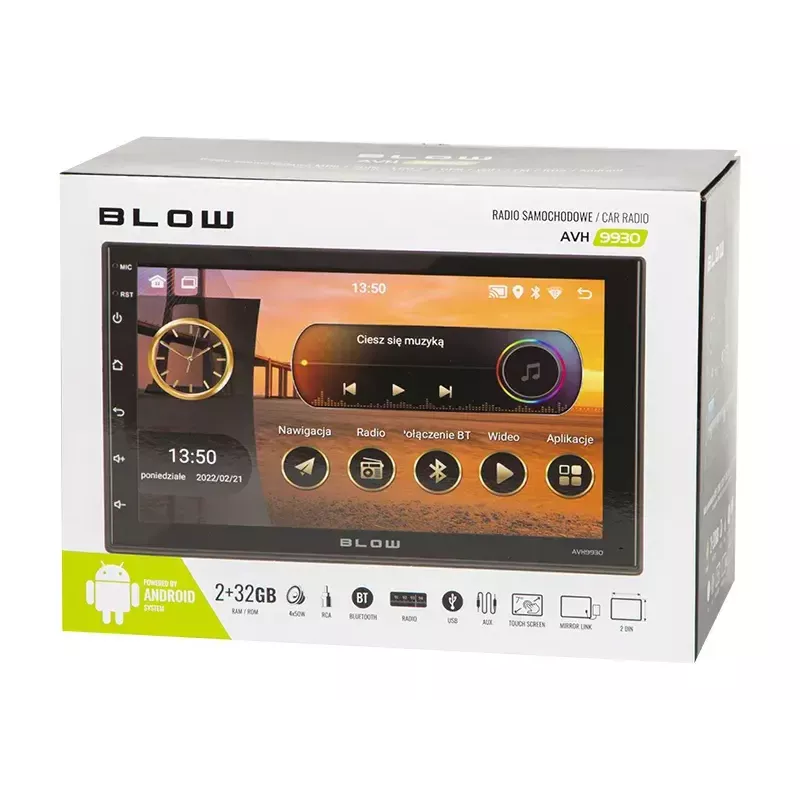 Odtwarzacz multimedialny samochodowy BLOW AVH-9930 Czarny 200 W Wi-Fi Bluetooth