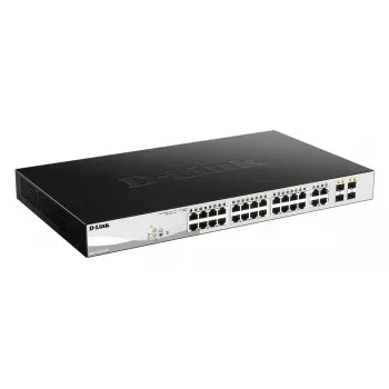 Zarządzalny przełącznik L2 Gigabit PoE D-Link DGS-1210-24P — 24x 10/100/1000 RJ-45, IEEE 802.3af/at, 56 Gbit/s, montaż w szafie rack, czarny