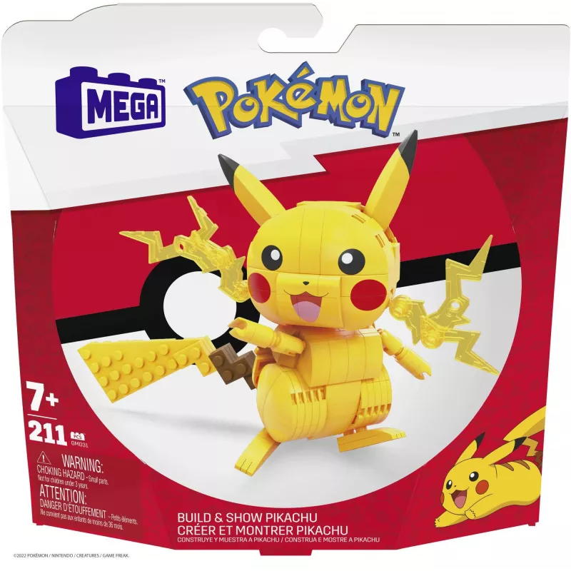 MEGA Pokémon Zestaw Budowlany Pikachu (211 elementów) z 1 figurką dla dzieci