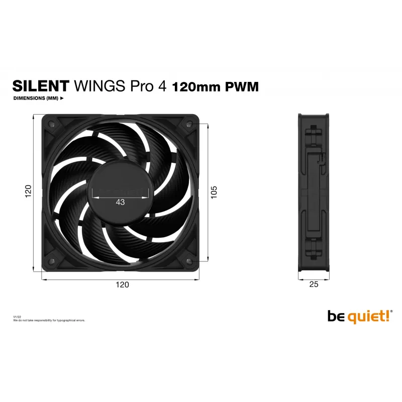 be quiet! SILENT WINGS PRO 4 | 120mm PWM Wentylator do obudowy komputera 12 cm Czarny 1 szt.