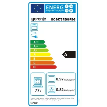 Piekarnik do zabudowy Gorenje BOS6737E06FBG — 77 L wielofunkcyjny, EcoClean, para, konwekcja, sterowanie mechaniczne, 59,5×59,5 cm, czarny