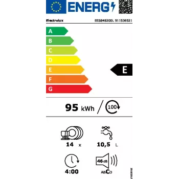 Zmywarka do zabudowy Electrolux EES848200L — 14 kompletów, 46 dB, AirDry, 8 programów, pełnowymiarowa 60 cm