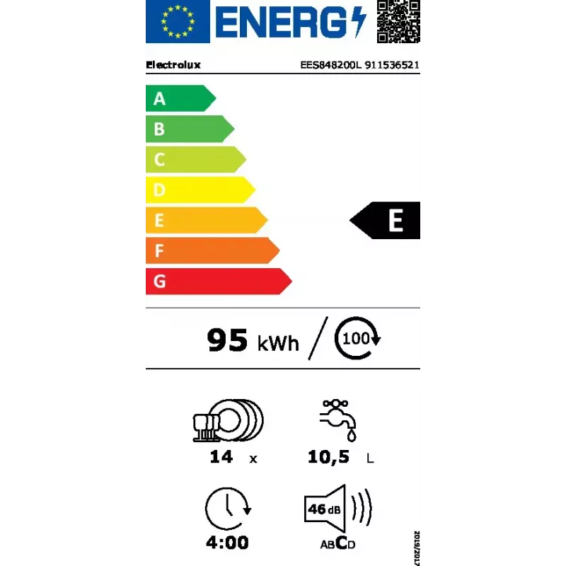 Zmywarka do zabudowy Electrolux EES848200L — 14 kompletów, 46 dB, AirDry, 8 programów, pełnowymiarowa 60 cm