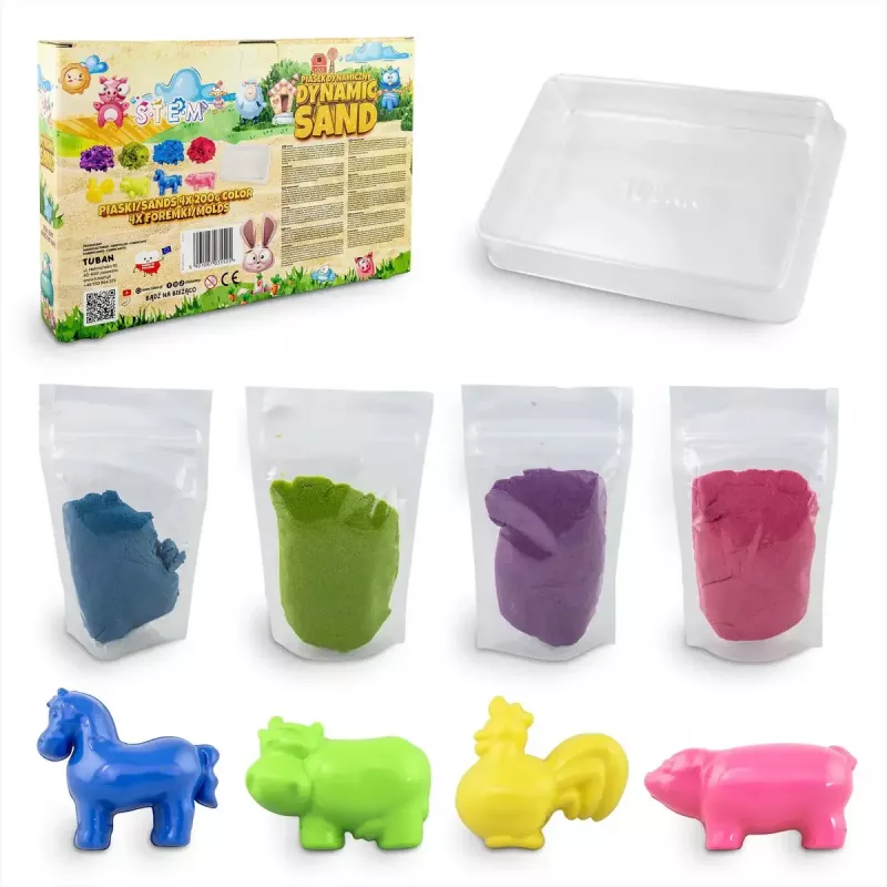 Piasek kinetyczny dla dzieci Tuban DYNAMIC SAND SET – FARM Wielokolorowy