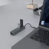 Koncentrator USB-C SAVIO AK-57 z 3× USB-A, RJ-45 Gigabit Ethernet (5000 Mbit/s), aluminium szare