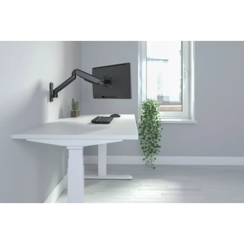 Uchwyt ścienny DIGITUS z pojedynczym sprężyną gazową do monitora 32 cali, max 9 kg, czarny