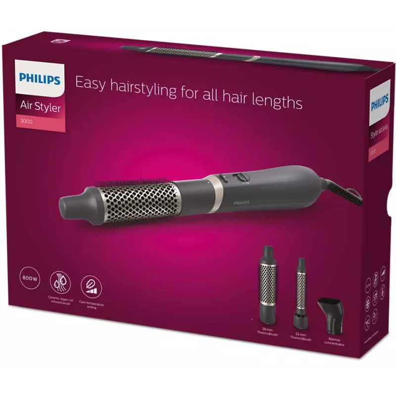 Philips 3000 series BHA301/00 narzędzie do stylizacji włosów Zestaw do stylizacji włosów Ciepła czerń 800 W 1.8 m