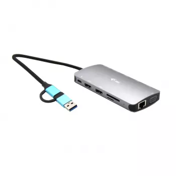 i-tec USB 3.0 USB-C/Thunderbolt 3x Display Metal Nano Dock z LAN + Power Delivery 100 W