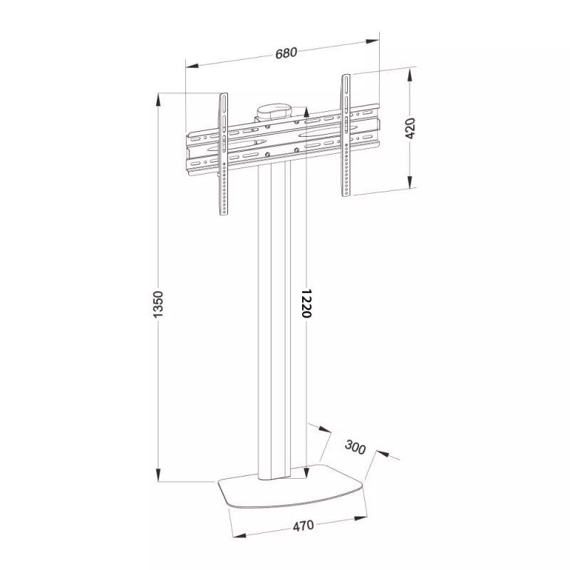 Uchwyt do telewizora wolnostojący TECHLY ICA-TR27 na ekrany 32–55 cali (81,3–139,7 cm), VESA 100x100–600x400, odchylanie -15–0°, maks. obciążenie 40 kg, czarny