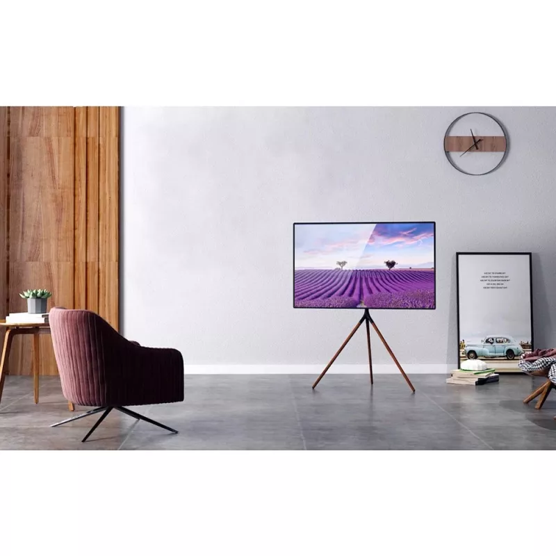 Stojak podłogowy do telewizora TECHLY ICA-TR18SAM na 45 cali–65 cali (114,3–165,1 cm), VESA 200x200–600x400, udźwig 32 kg, orzech