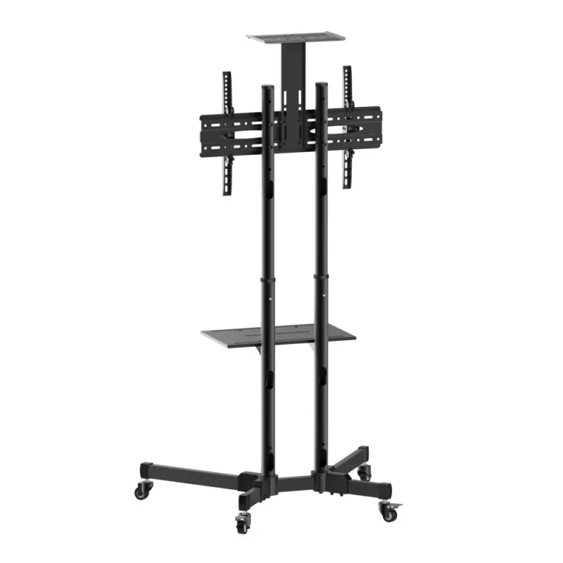 Podstawa podłogowa TECHLY ICA-TR16T do wyświetlaczy 37–70 cali, VESA 200x200–600x400, do 50 kg, regulowana wysokość, kółka, pochylenie ±10° (czarna)