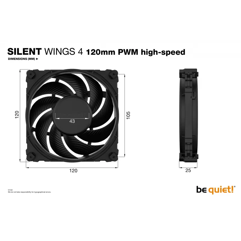 be quiet SILENT WINGS 4 | 120mm PWM high-speed Wentylator do obudowy komputera 12 cm Czarny 1 szt.