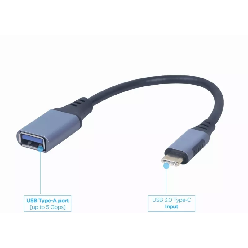 Kabel GEMBIRD USB 3.0 OTG Type-C na USB Type-A (CM/AF), Space szary