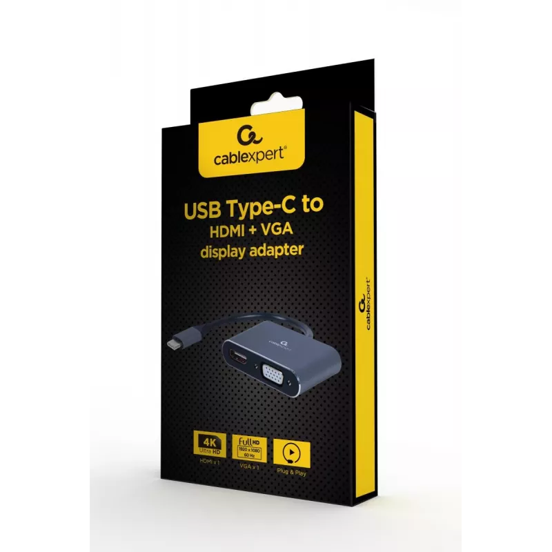 GEMBIRD Alt-DP USB Type-C do HDMI + VGA adapter wyświetlacza - Space szary