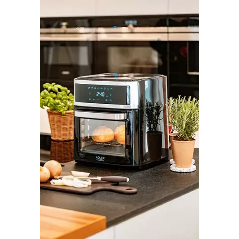 Piekarnik frytkownicy gorącym powietrzem Adler AD 6309 13 l 2500 W Czarny/Srebrny, sterowanie dotykowe, rożen