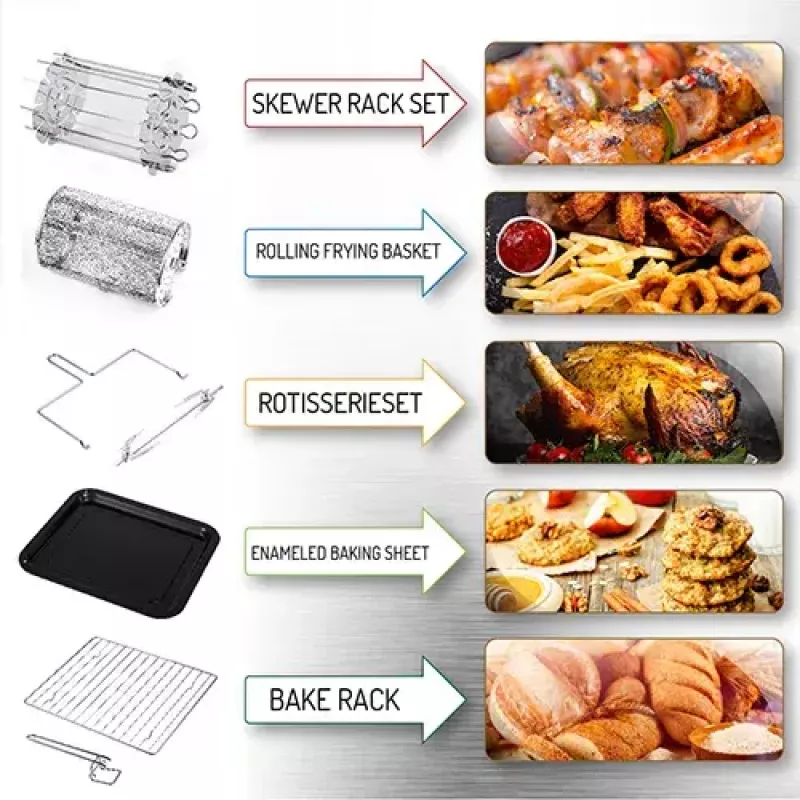 Piekarnik frytkownicy gorącym powietrzem Adler AD 6309 13 l 2500 W Czarny/Srebrny, sterowanie dotykowe, rożen