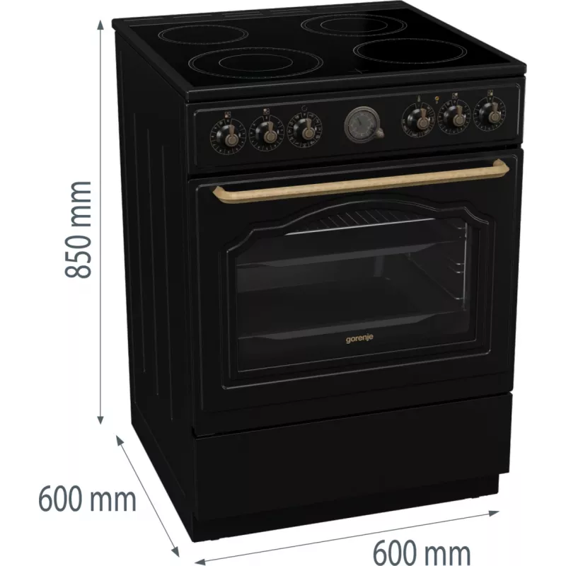 Gorenje GECS6B71CLB Wolnostojąca kuchenka Elektryczna płyta ceramiczna Czarny
