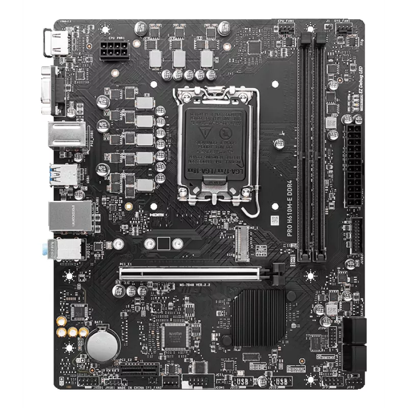 Płyta główna MSI PRO H610M-E DDR4 LGA 1700 micro ATX, Intel H610, 2x DDR4 DIMM, max 64GB, M.2, 4x SATA III, HDMI 2.1