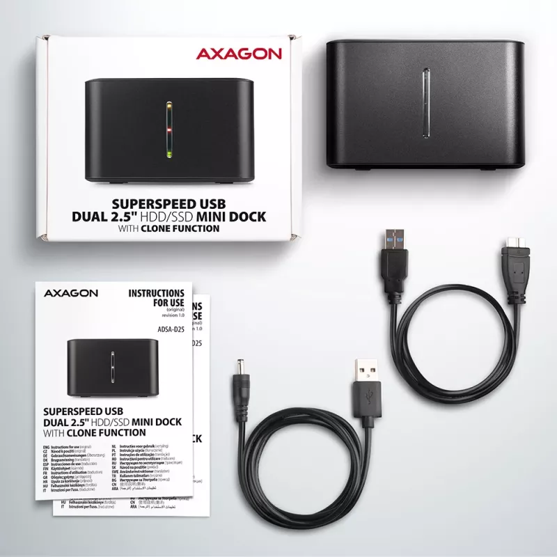 Axagon ADSA-D25 SuperSpeed USB DUAL 2,5-calowa stacja dokująca MINI SSD/HDD