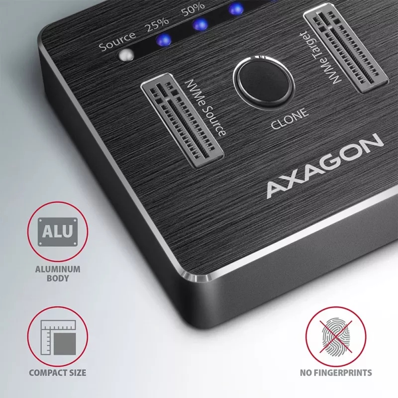Stacja dokująca Axagon ADSA-M2C SuperSpeed USB-C 10Gbps do dwóch dysków M.2 NVMe
