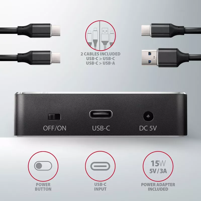 Stacja dokująca Axagon ADSA-M2C SuperSpeed USB-C 10Gbps do dwóch dysków M.2 NVMe
