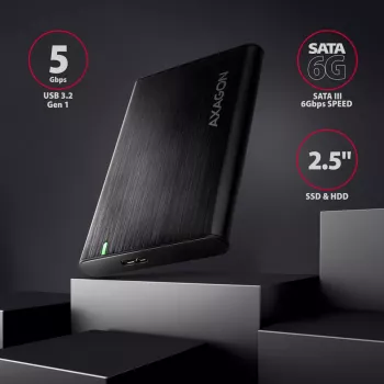 Obudowa HDD/SSD AXAGON EE25-A6M — 2,5 cala SATA, USB 3.2 Gen 1 (5 Gbit/s), Micro-USB B na USB Type-A, aluminium, czarny