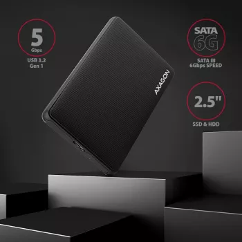 Axagon EE25-SL Bezśrubowa zewnętrzna kieszeń USB 3.2 Gen 1 - SATA 6G na dysk 2,5 cala SSD/HDD