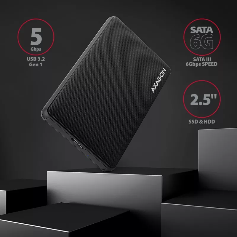 Axagon EE25-SL Bezśrubowa zewnętrzna kieszeń USB 3.2 Gen 1 - SATA 6G na dysk 2,5 cala SSD/HDD