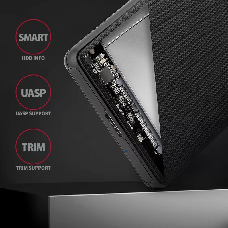 Axagon EE25-SL Bezśrubowa zewnętrzna kieszeń USB 3.2 Gen 1 - SATA 6G na dysk 2,5 cala SSD/HDD