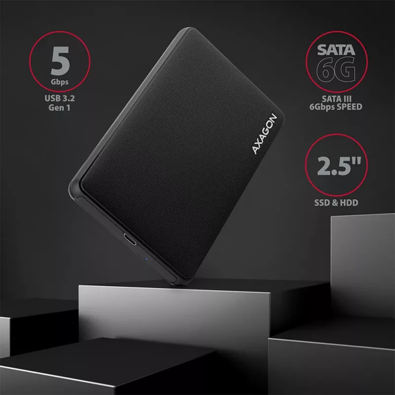 Axagon EE25-SLC Bezśrubowa Obudowa USB-C 3.2 Gen 1 - SATA 6G na dysk 2,5 cala SSD/HDD