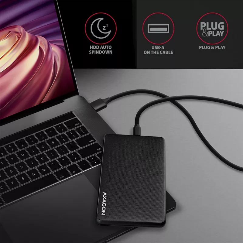 Axagon EE25-SLC Bezśrubowa Obudowa USB-C 3.2 Gen 1 - SATA 6G na dysk 2,5 cala SSD/HDD
