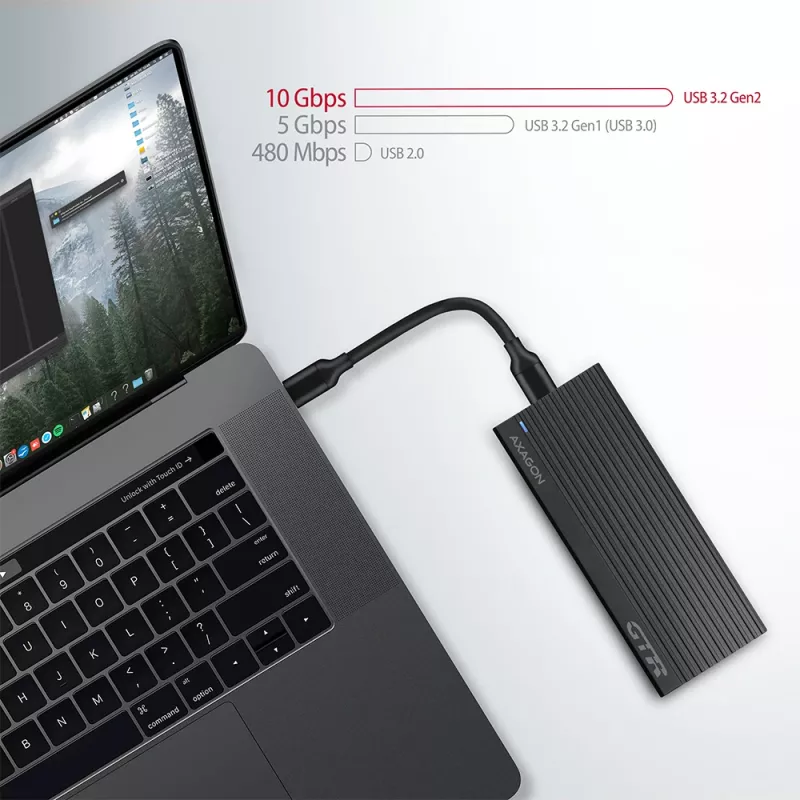 Axagon EEM2-GTR Zewnętrzna metalowa obudowa USB-C 3.2 Gen 2 dla dysków M.2 NVMe