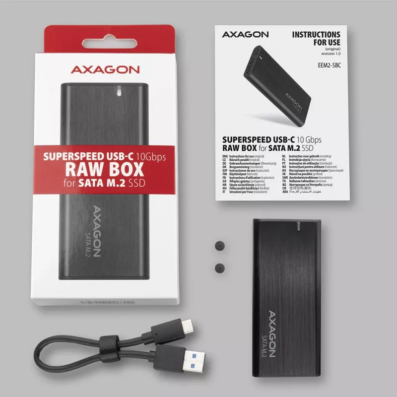 Obudowa SSD Axagon EEM2-SBC USB-C 3.2 Gen 2 Czarna M.2