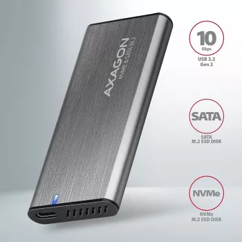 Axagon EEM2-SG2 SuperSpeed+ USB-C - M.2 NVMe i SATA SSD RAW box